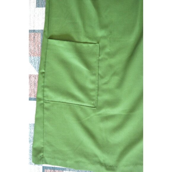 Vintage 60s Handmade Dark Olive Green Womens Shift Dress Size Small Earth Girl - Picture 8 of 10